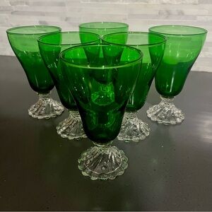 Vintage 1950’s Anchor Hocking Burple Green Footed Tumbler 5 Inch EUC